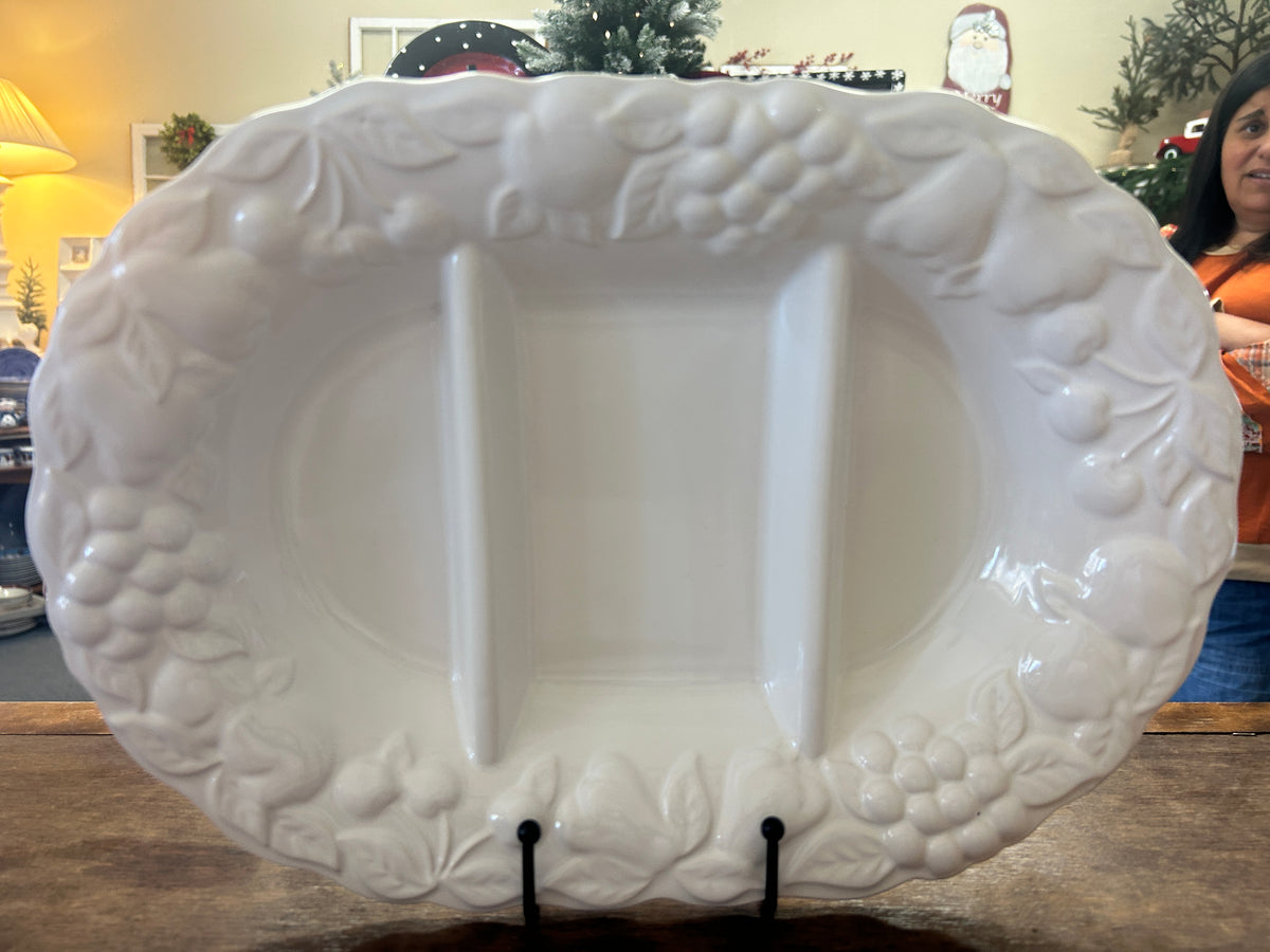 Ceramica White 3 Section Portugal, 15"