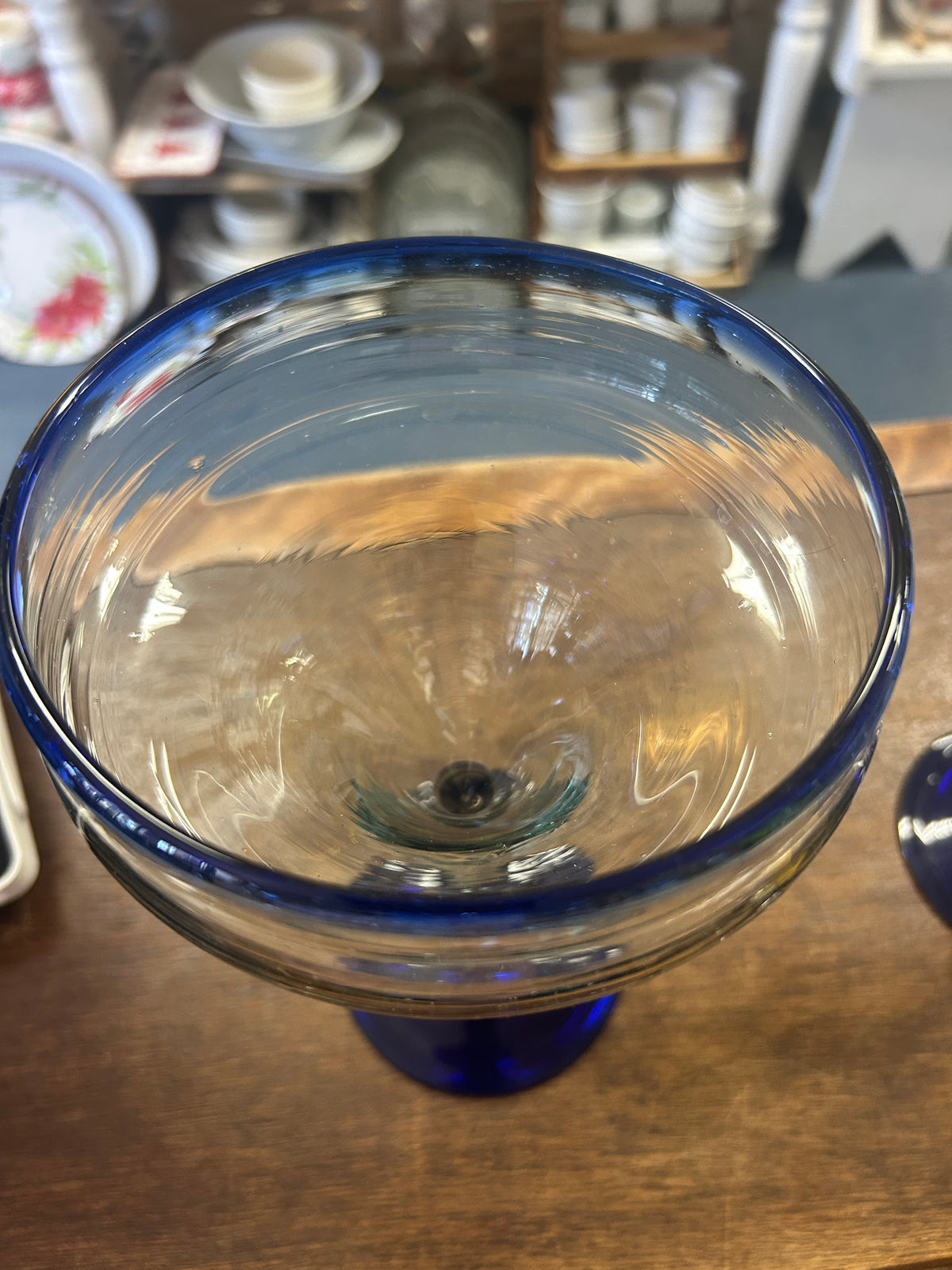 Blue Pier 1 Cobalt Handblown Margarita, 8"