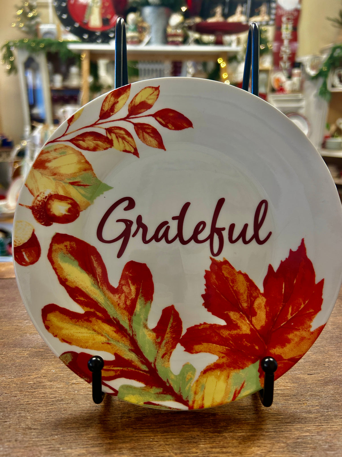 Multicolor Royal Norfolk Grateful Leaf Plate, 7 1/2"