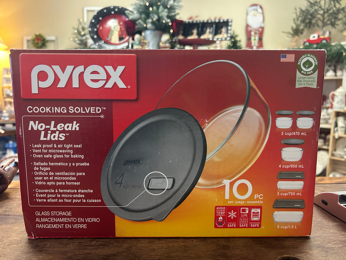 Clear Pyrex NEW 10 piece No Leak Containers, 6 cups