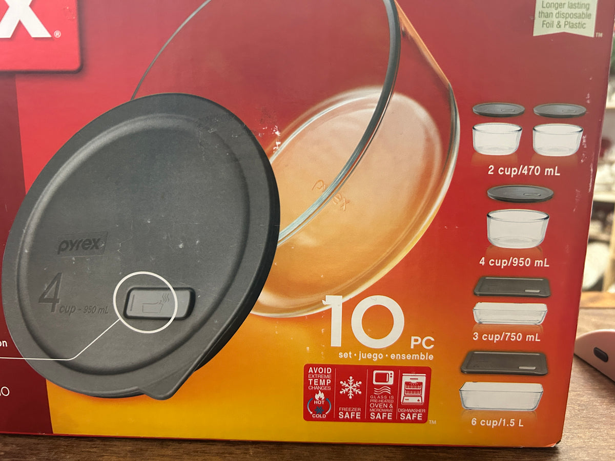 Clear Pyrex NEW 10 piece No Leak Containers, 6 cups