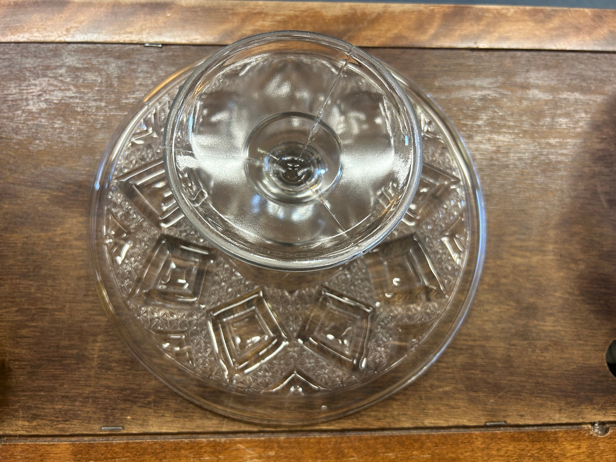 Clear Glass Cake Stand, 10"