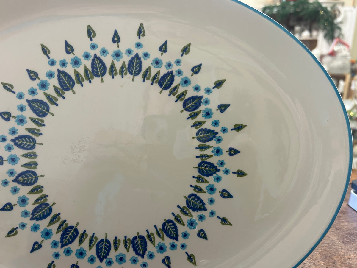 Blue & White Marcrest Swiss Alpine Chalet Platter, 13 3/4"