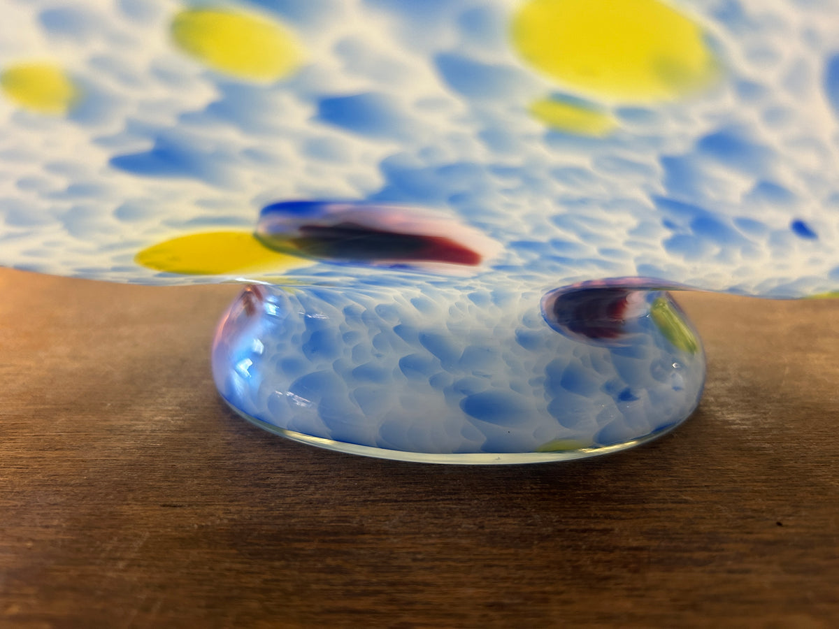 Multicolor Murano Tutti Frutti Pedestal Bowl Italy, 11 1/2"