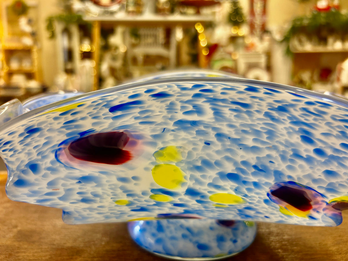 Multicolor Murano Tutti Frutti Pedestal Bowl Italy, 11 1/2"