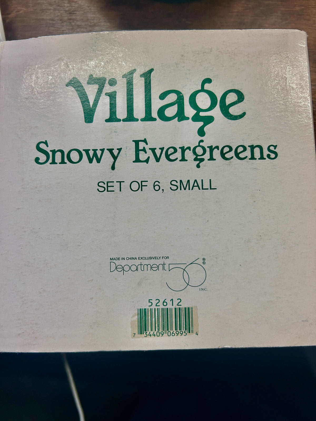 Green Dept 56 Village Snowy Evergreens Set of 6