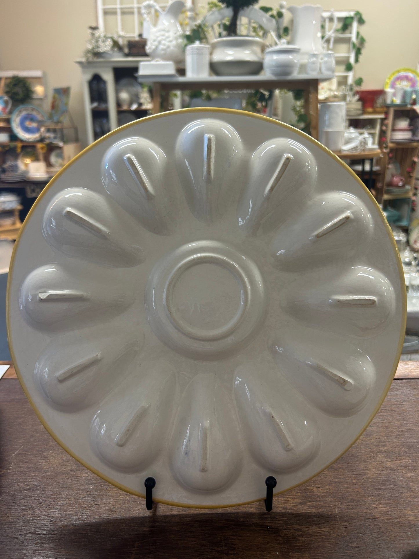 Deviled Egg/Oyster Blue & Yellow Platter, 12"