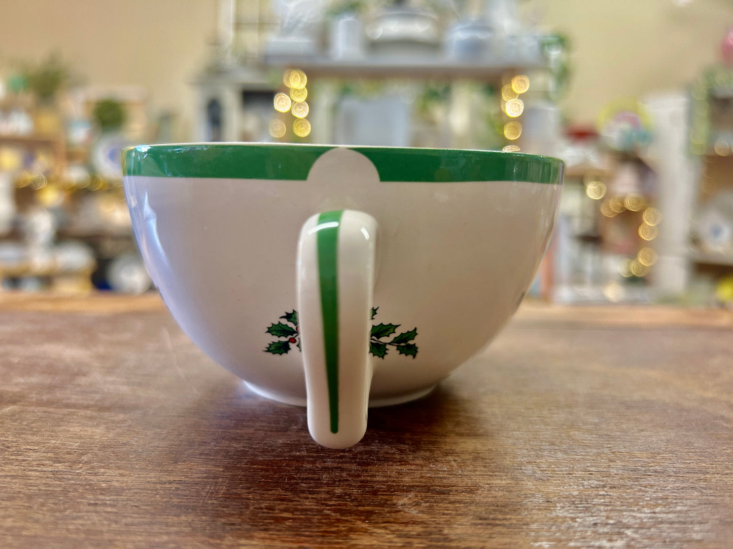 Red Green White Spode RARE Christmas Mug England, 5 1/2"
