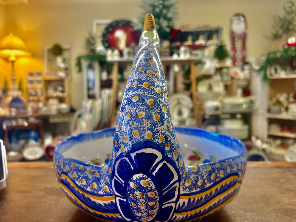 Multicolor Quimper Swan Bowl Basket France, 10"
