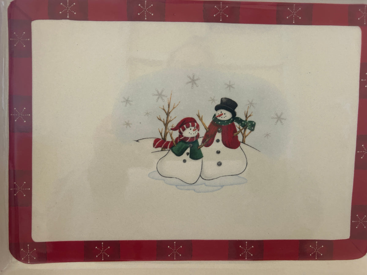 Red Green White Royal Seasons Red Snowman Rectangle Baker, 13"