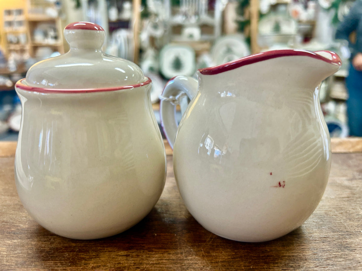 Red Green White Royal Seasons Snowman Sugar & Creamer, 4"