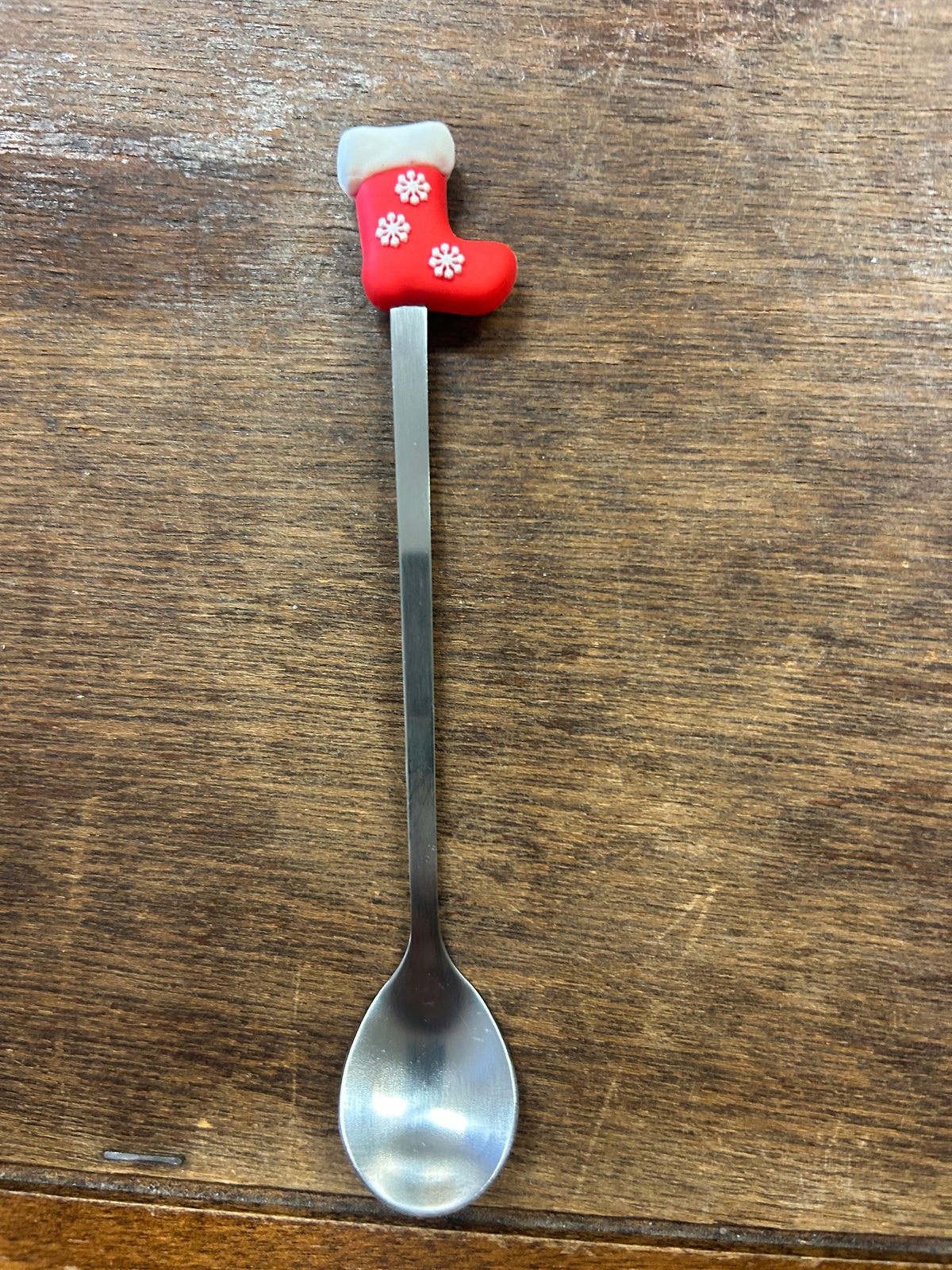 Red Green White NEW Christmas Stocking Silver Spoon, 6"