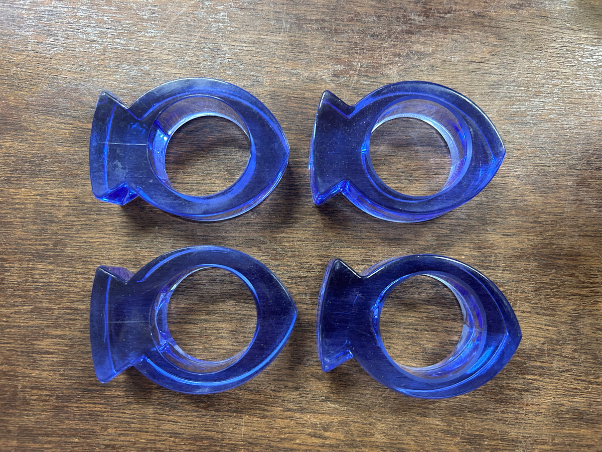 Dansk Blue Acrylic Napkin Rings, 2 3/4"