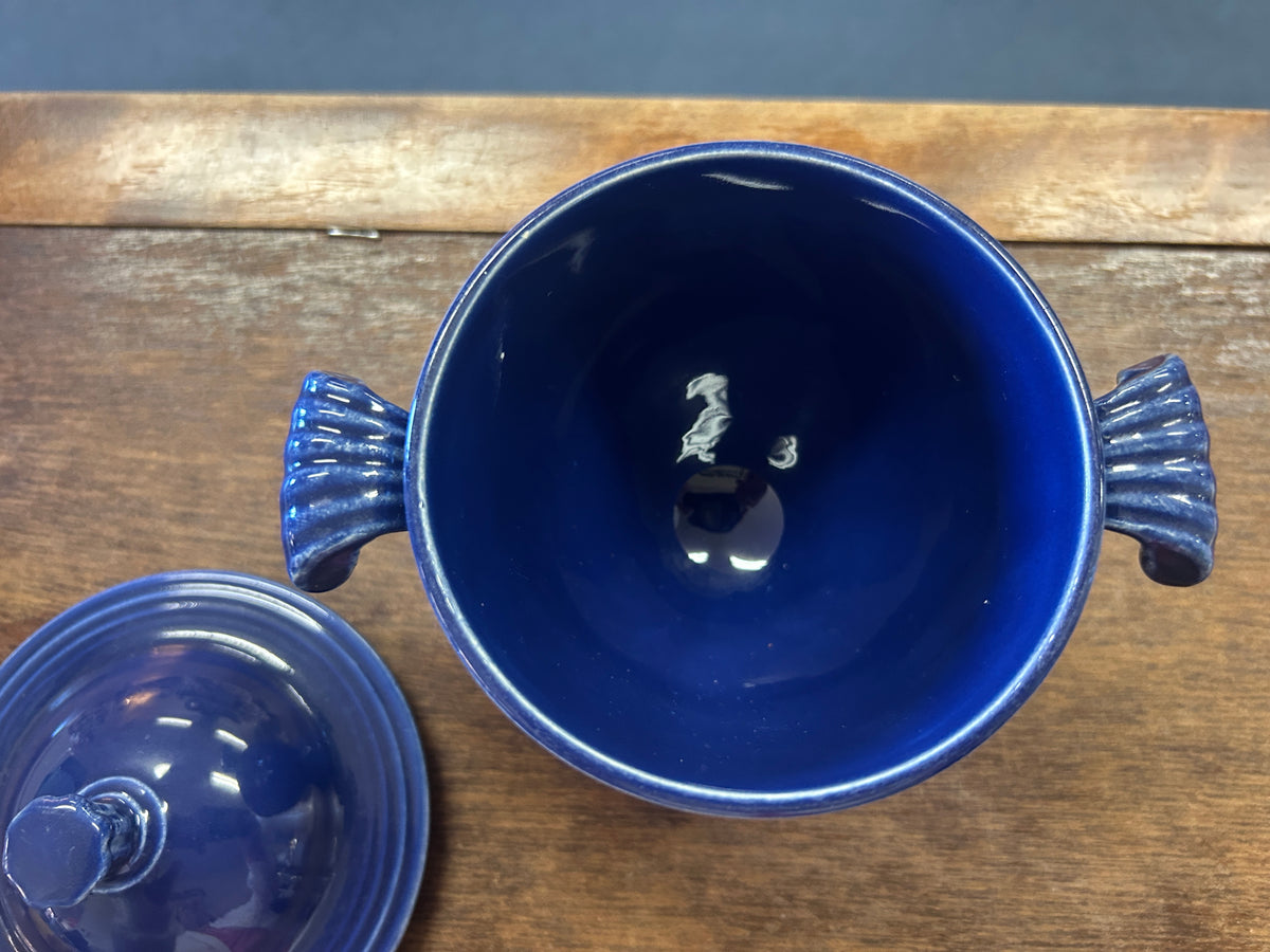 Blue Fiestaware Cobalt 2 Handle Sugar Bowl, 5 1/2"