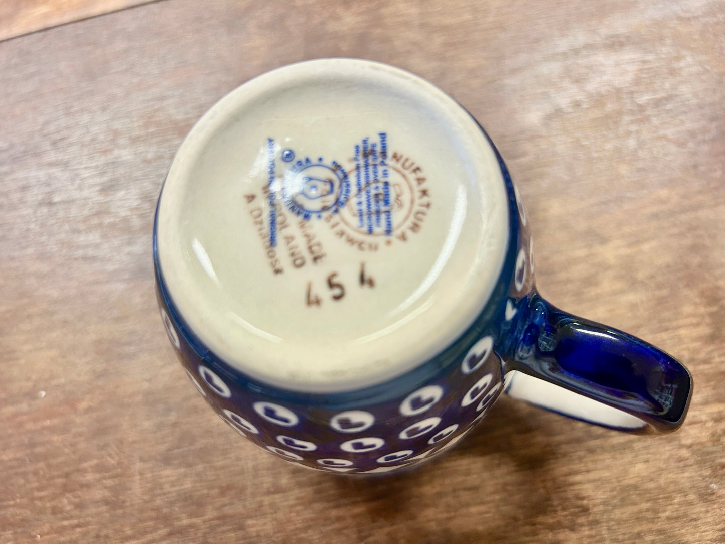 Blue Boleslawiec Polish Pottery Mug, 3 3/4"