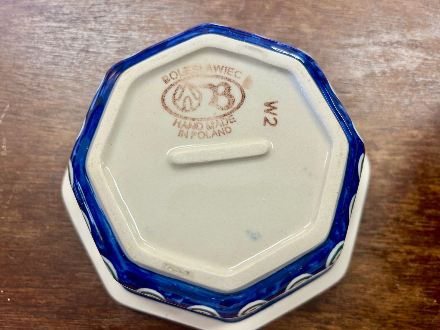 Blue & Green Boleslawiec Octagon Tree Bowl, 6 1/2"