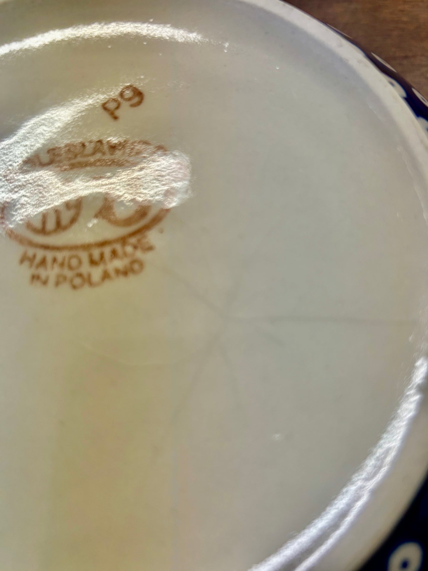 Blue & Green Boleslawiec Polish Pottery Nature Bowl, 9 1/2"