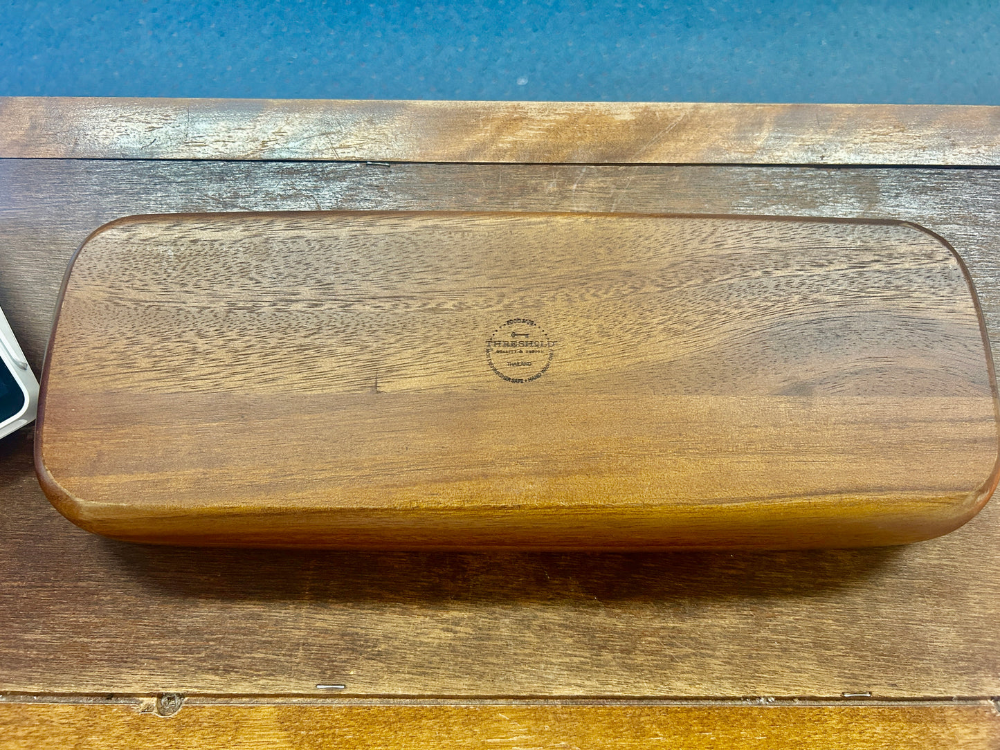 Dark Wood Threshold Rectangle Wood Bowl, 16"