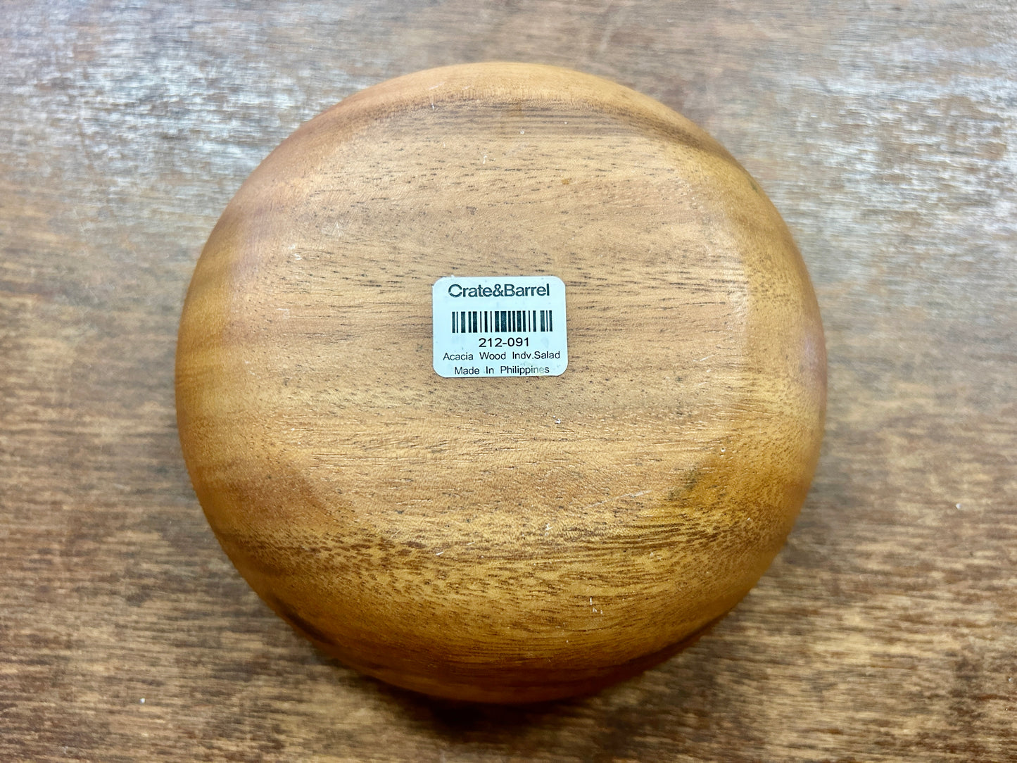 Medium wood Crate & Barrel Wooden Acacia Bowl, 5 3/4"