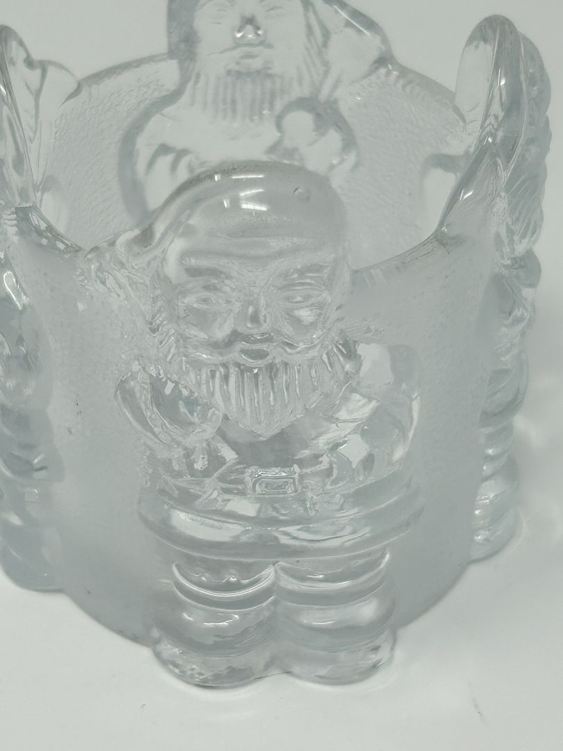 Clear Santa Candleholder Glass, 2 3/4"