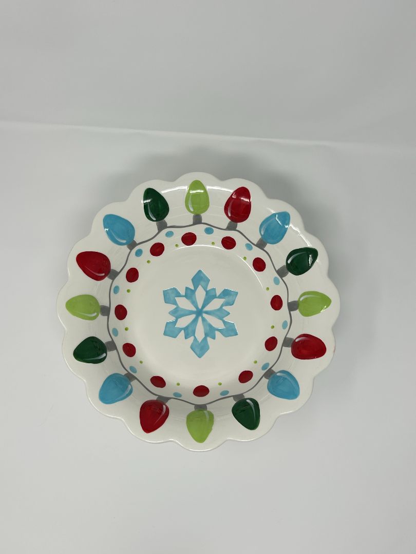 Multicolor Pier One Christmas Lights & Snowflake Bowl, 12"