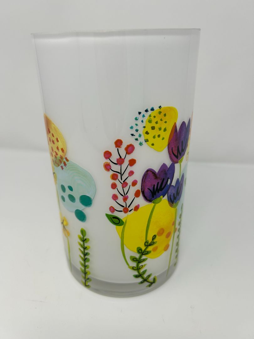 Multicolor Flowers Round Vase, 8"