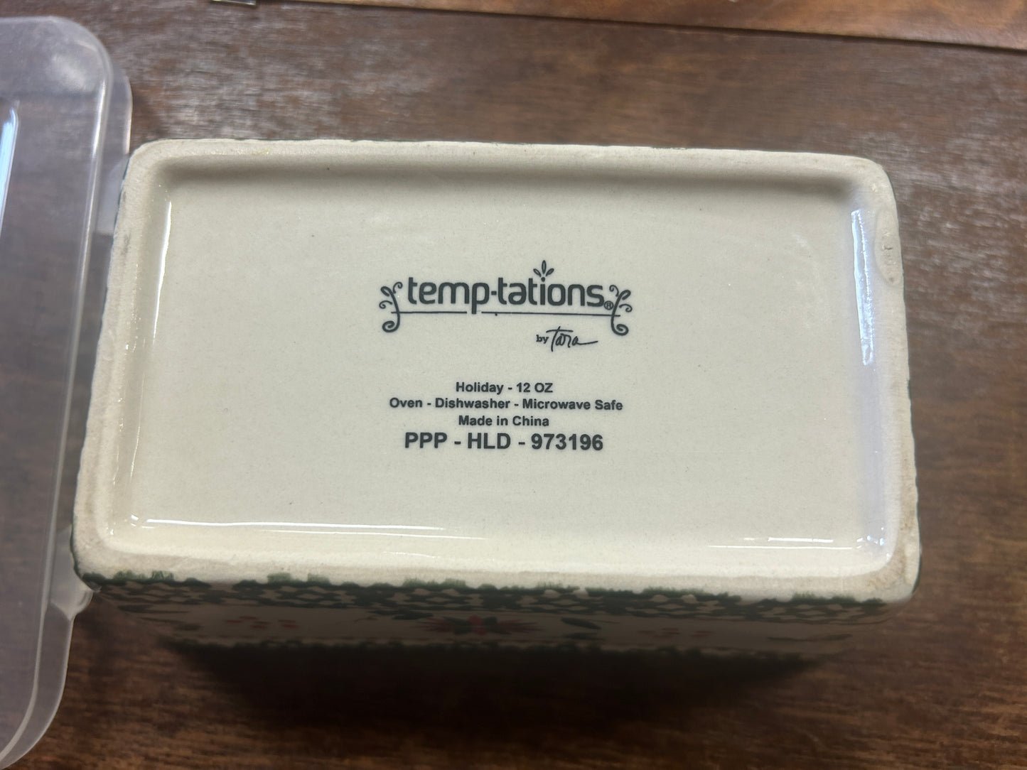 Red Green White Temptations Holiday Loaf Pan w Lid, 12 ounces