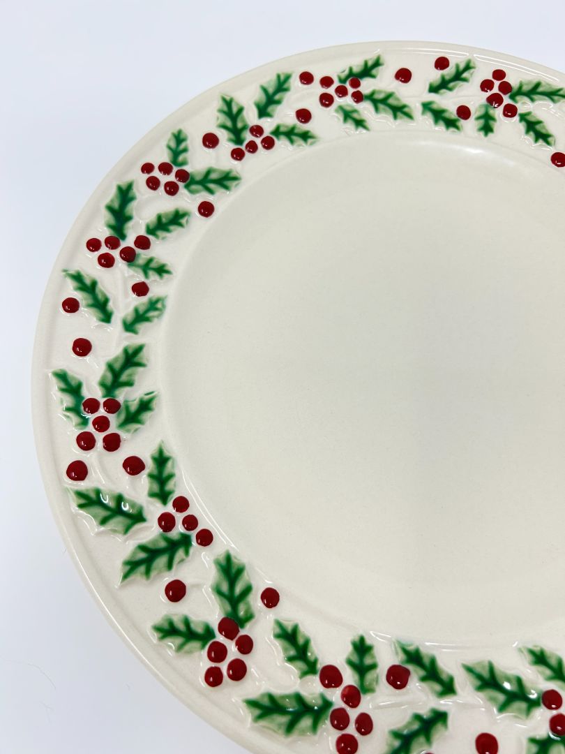 Red Green White Sonoma Holly & Berries Cream Plate, 11"