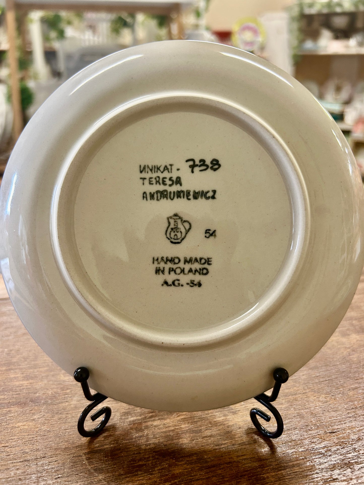 Blue & Green UNIKAT Polish Pottery Plate, 6 1/4"