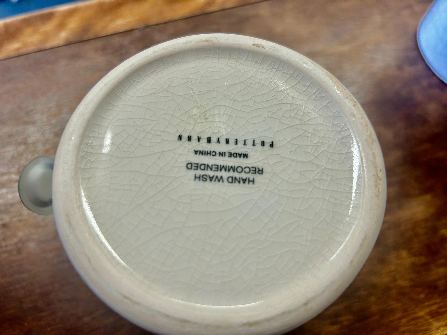 White Pottery Barn RARE Mustard Canister, 4 1/2"