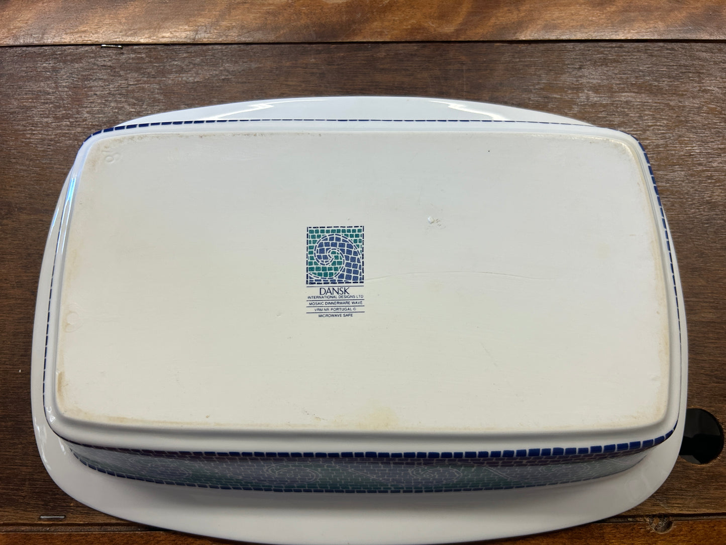 Blue & Green Dansk Mosaic Waves Rectangle, 11"