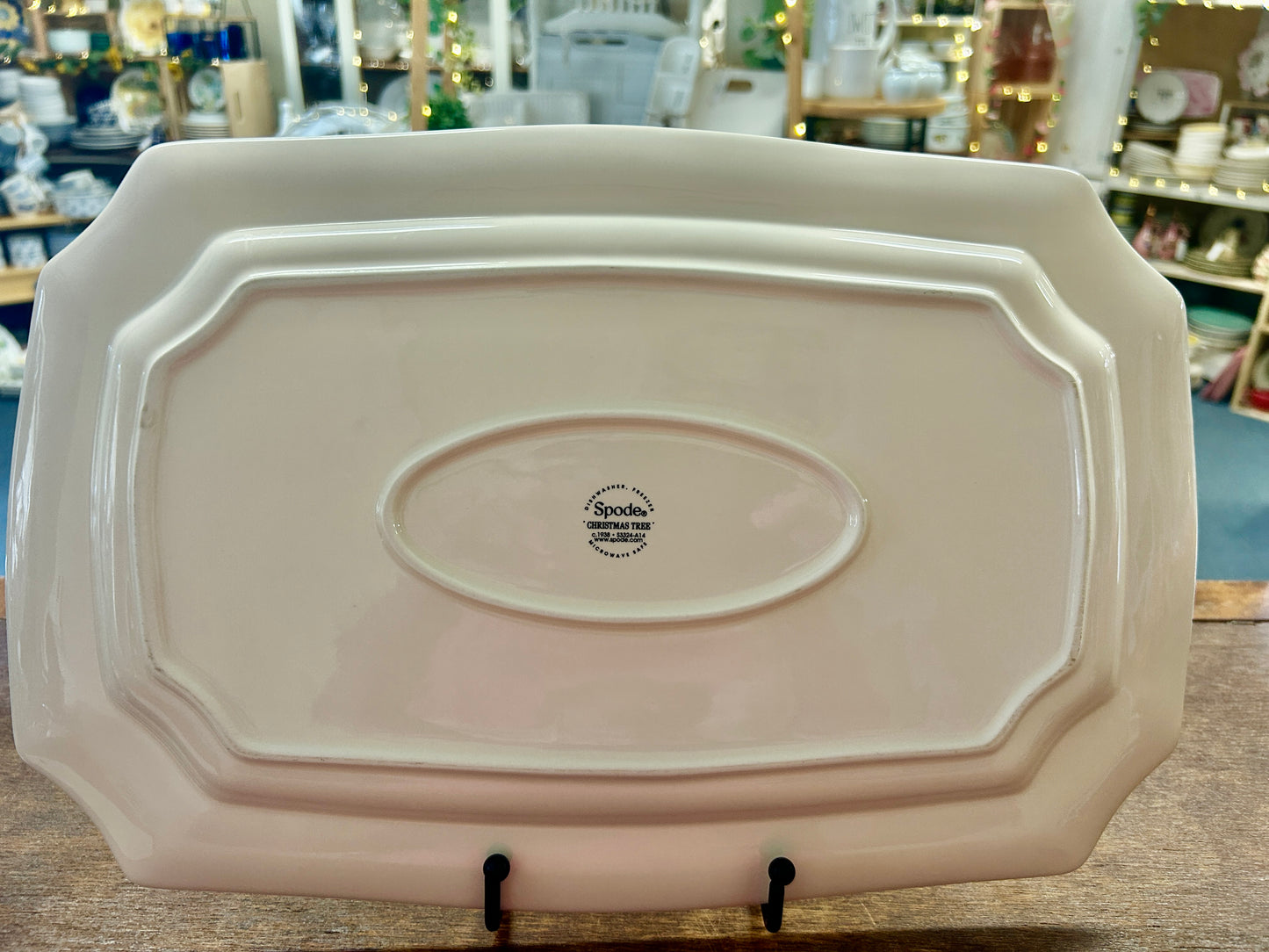 Red Green White Spode Merry Christmas Platter, 15"