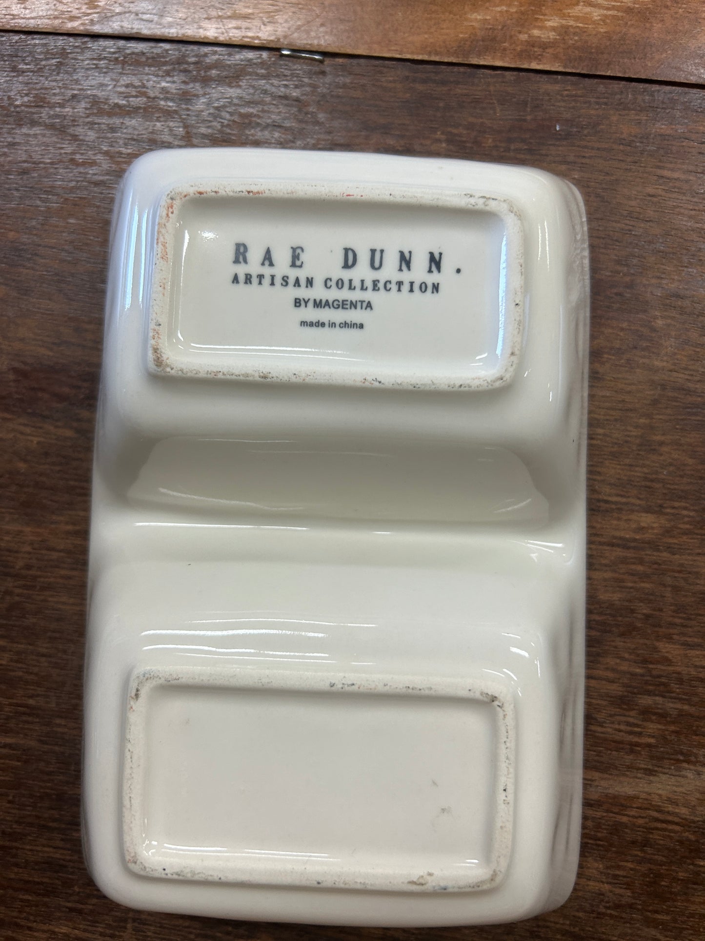 White Rae Dunn SKETCH & INK 2 Section Bowl, 7 1/2"