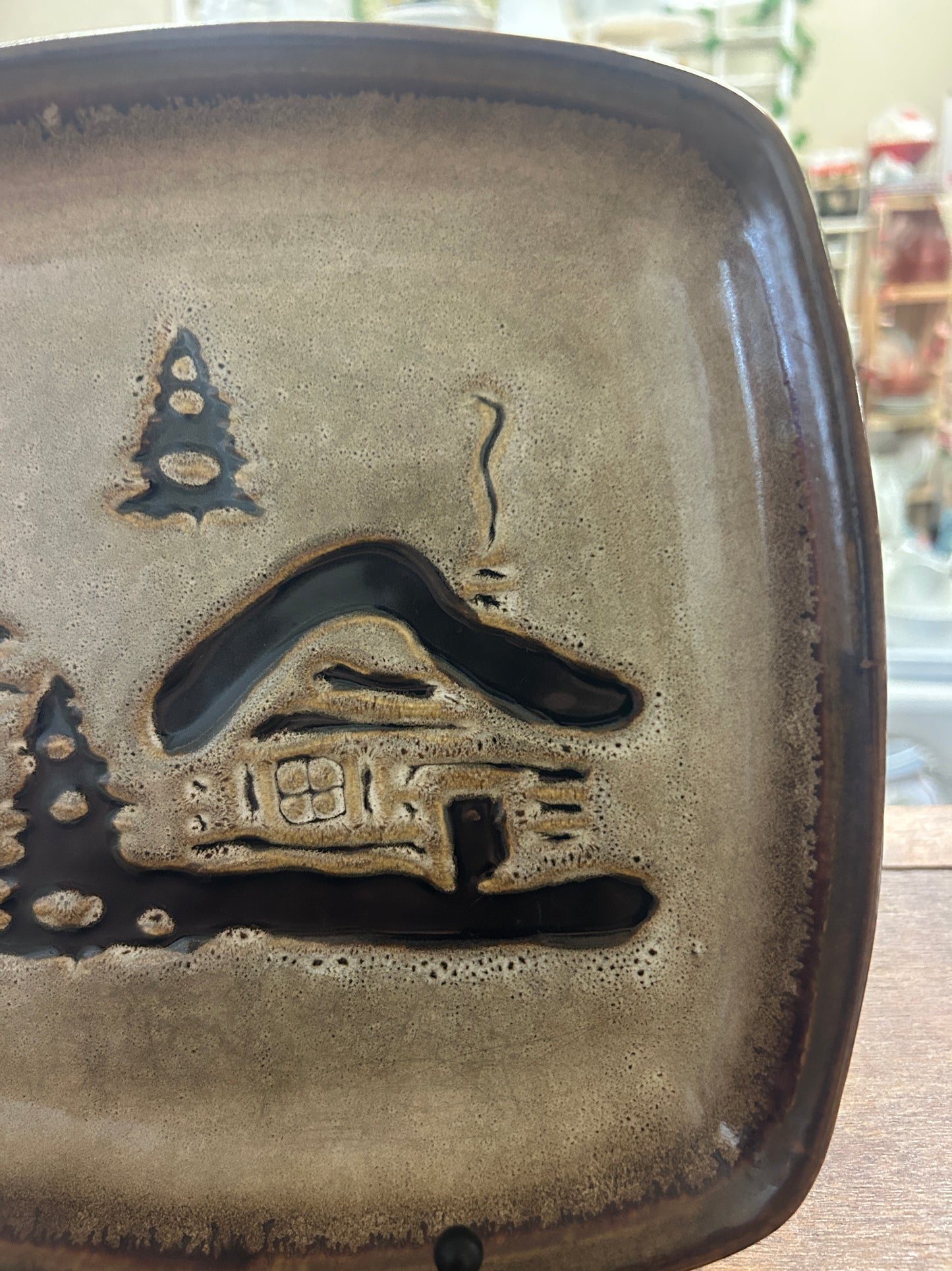Brown Home Studio Woodland Square Plate, 9"