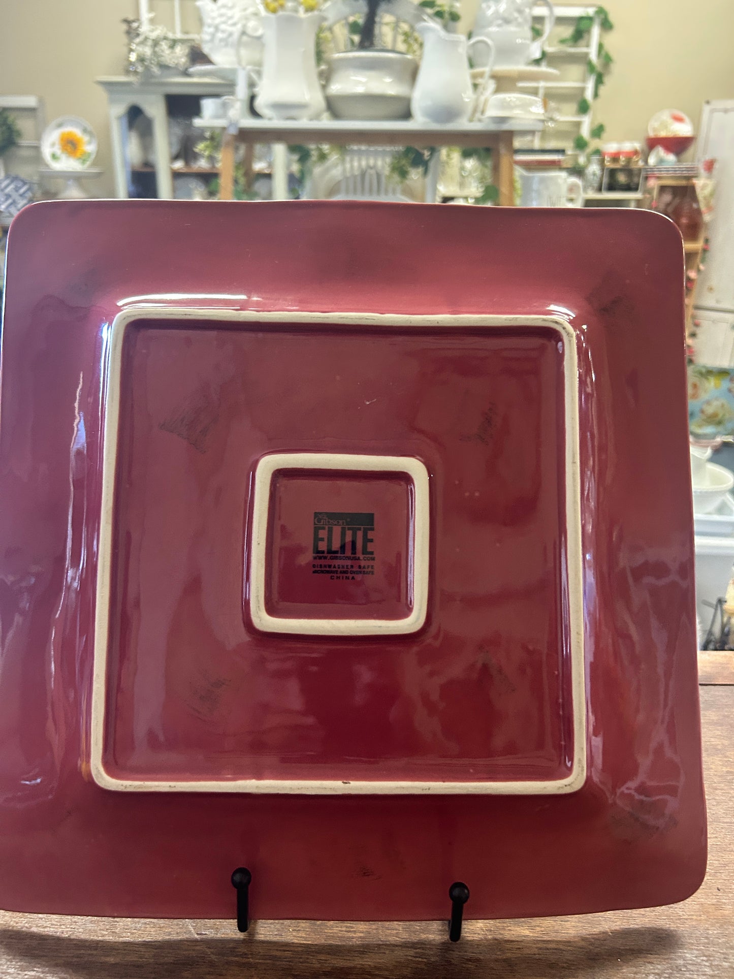 Gibson Cranberry Square Platter, 12 1/4"