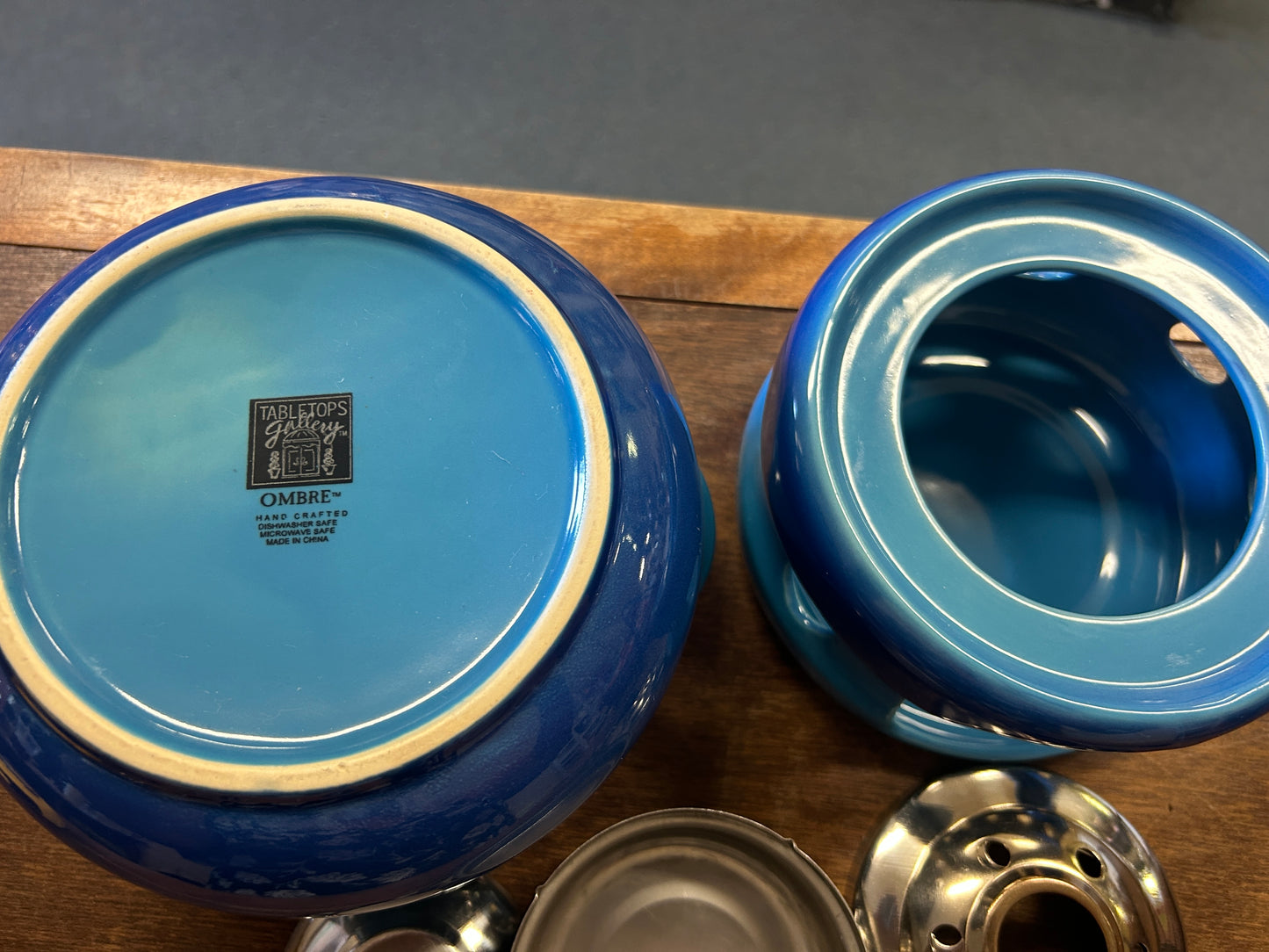 Tabletops Gallery Ombre Blue Fondue Pot, 7 1/2"