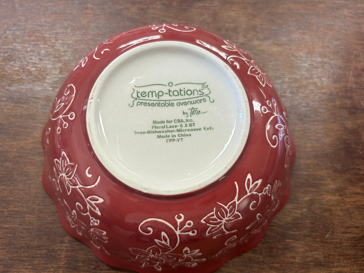 Cranberry Temptations Floral Lace Bowl, 7"