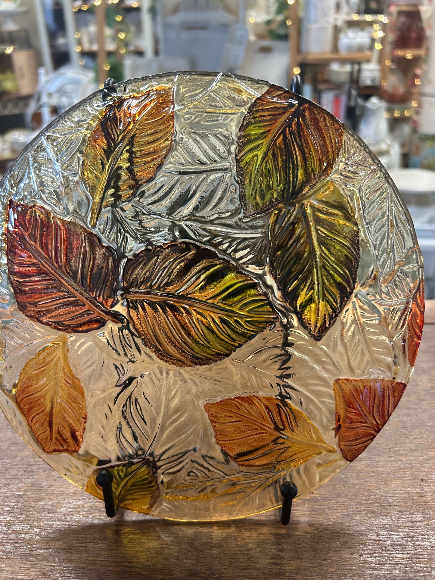 Multicolor Pier One Leaf Glass Plate, 8 3/4"