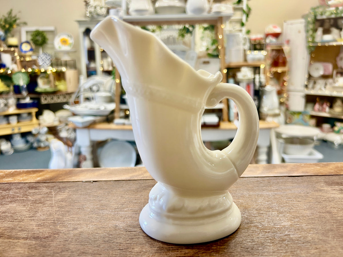 Cream Lenox cornucopia decorative pitcher with handle and spout