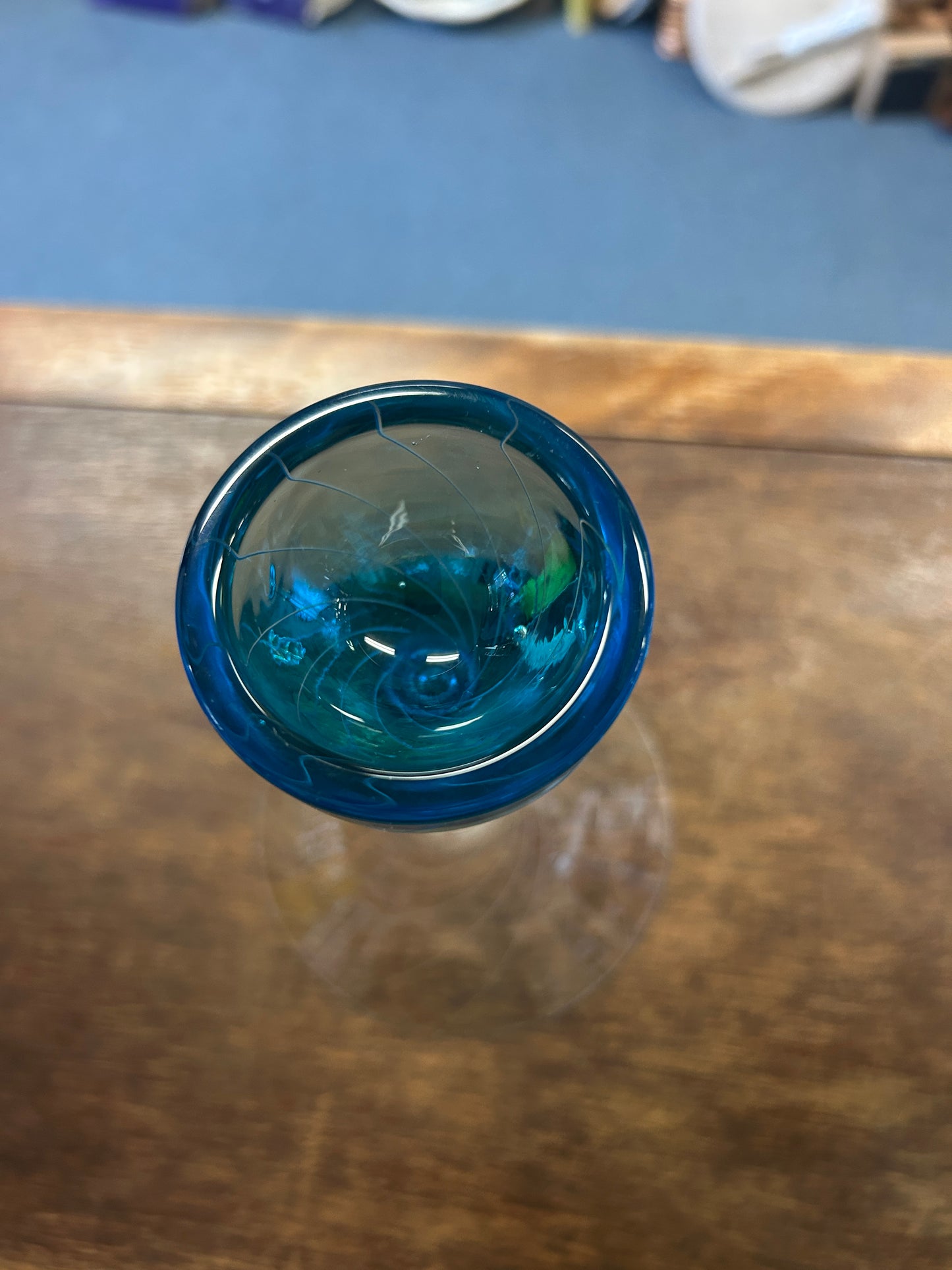 Blue Bombay Sapphire Swirl Martini Glass, 7"