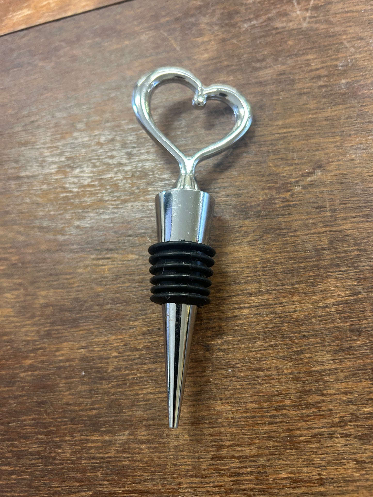 Silver Heart Wine Stopper, 4 1/2"