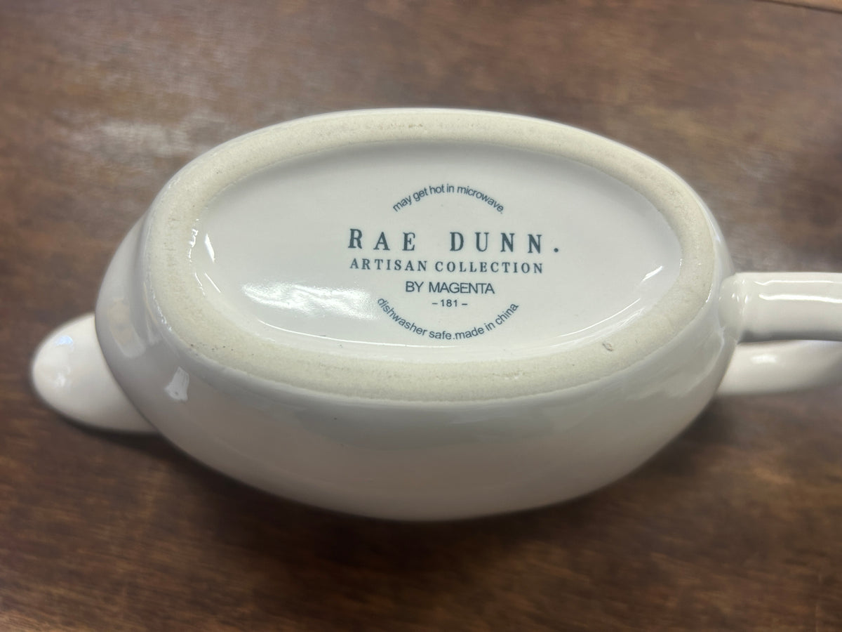 White Rae Dunn OH GOOD GRAVY Boat, 9"