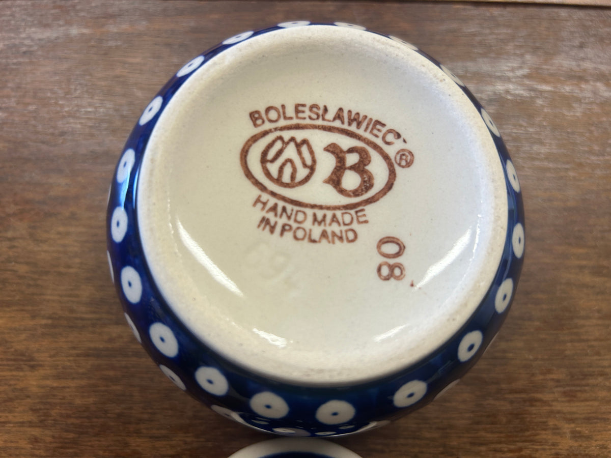 Blue & Green Boleslawiec Polish Pottery Holly Sugar Bowl, 4"