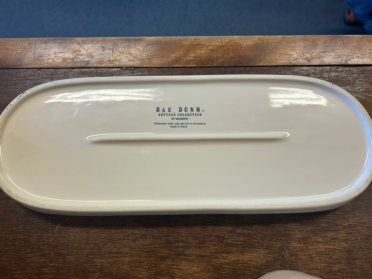 White Rae Dunn 3 Pumpkin Pots & Tray, 14"