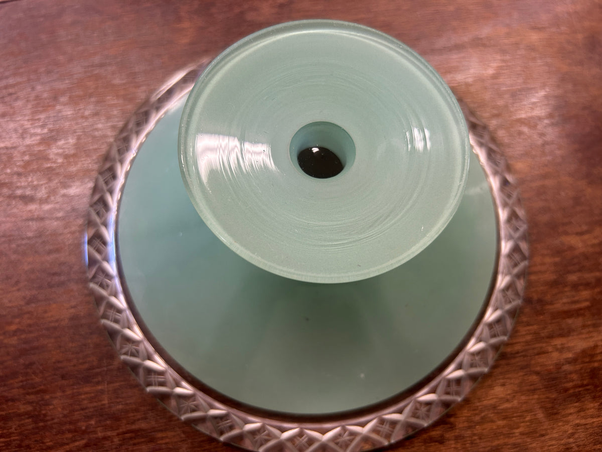 Westmoreland Vintage Green Pedestal Plate, 6 1/4"