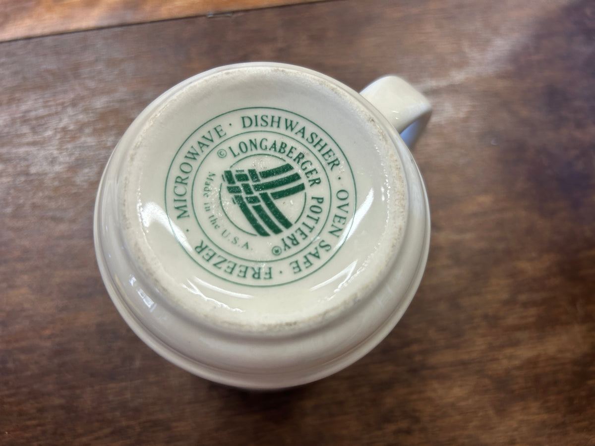 Red Green White Longaberger Christmas Holly Mug, 4 1/4"