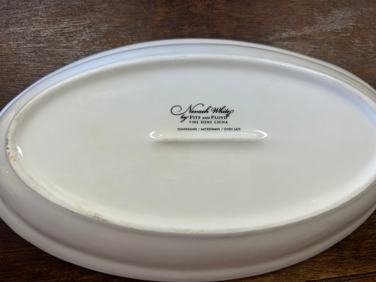 Fitz & Floyd Nevaeh White Oval Bowl, 13"