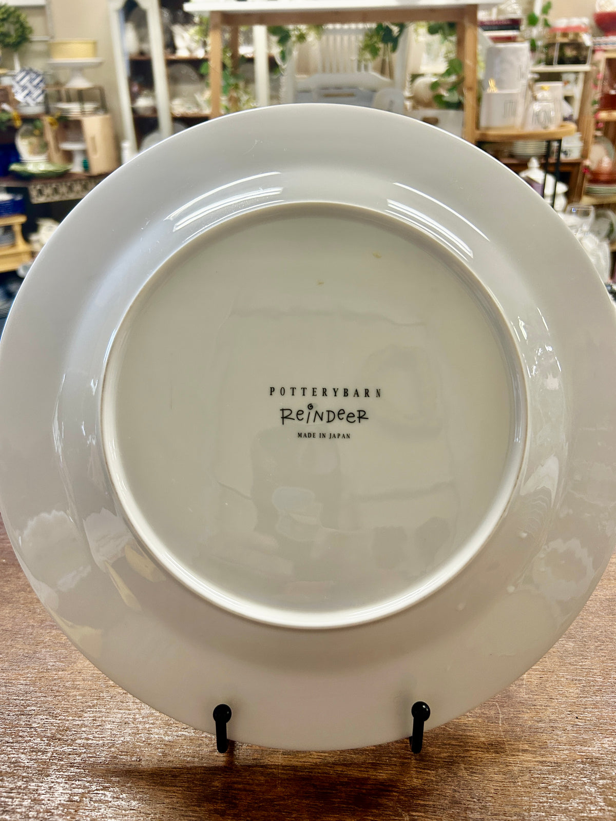 White Pottery Barn Rudolph Reindeer Platter Japan, 12"