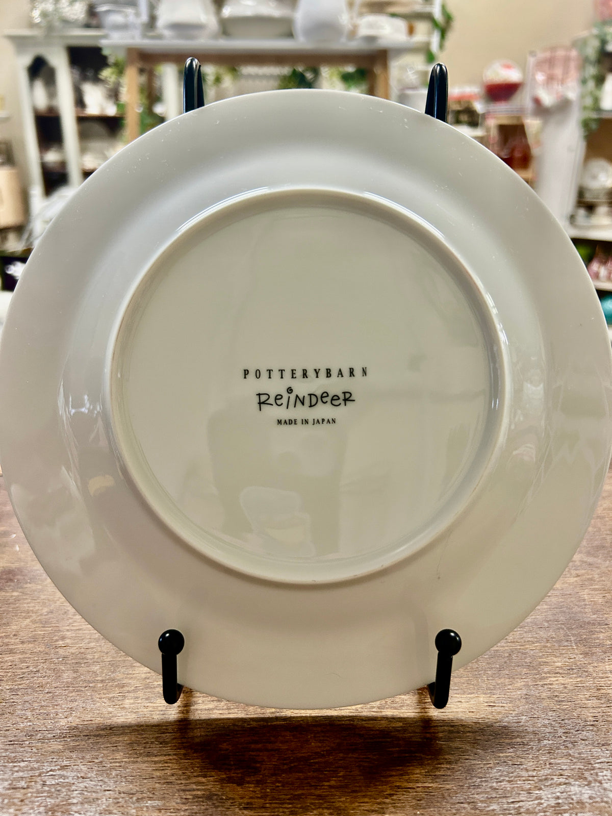 White Pottery Barn Blitzen Reindeer Plate Japan, 8 1/2"