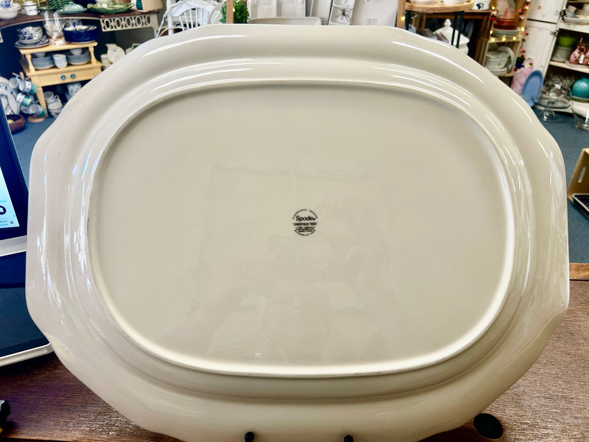 Red Green White Spode Christmas Tree 20" Platter, 20"